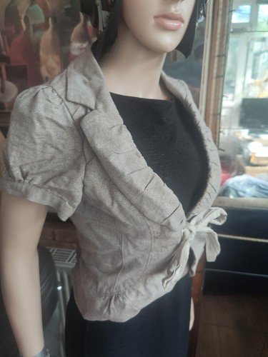 Vintage River Island Crop Jacket Gold And Cream Size 12 Used - Picture 20 of 24