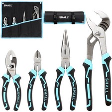 SHALL 4PC Pliers Set,Pliers Tool Set,8" Long Nose Plier,10" Groove Joint Plier..