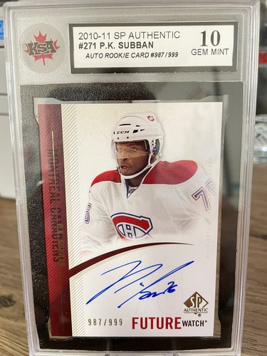 Auténtico UD SP 2010-11 #271 P.K. Reloj Subban Future Rookie Auto Rc KSA 10/999 - Imagen 3 de 4