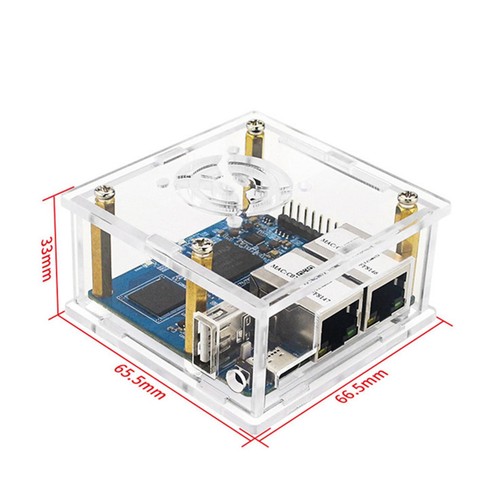 Acrylic Case Motherboard Shell With Fan Heat Sink For Orange Pi R1 Plus LTS - Picture 4 of 5