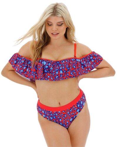 Pathologisch web twee weken Simply Yours @ Simply Be Red Blue Bardot Leopard Animal Print Bikini Set UK  24 | eBay