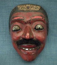 Ancien masque de théâtre indonésien javanais Wayang Topeng théâtre bois Indonésie