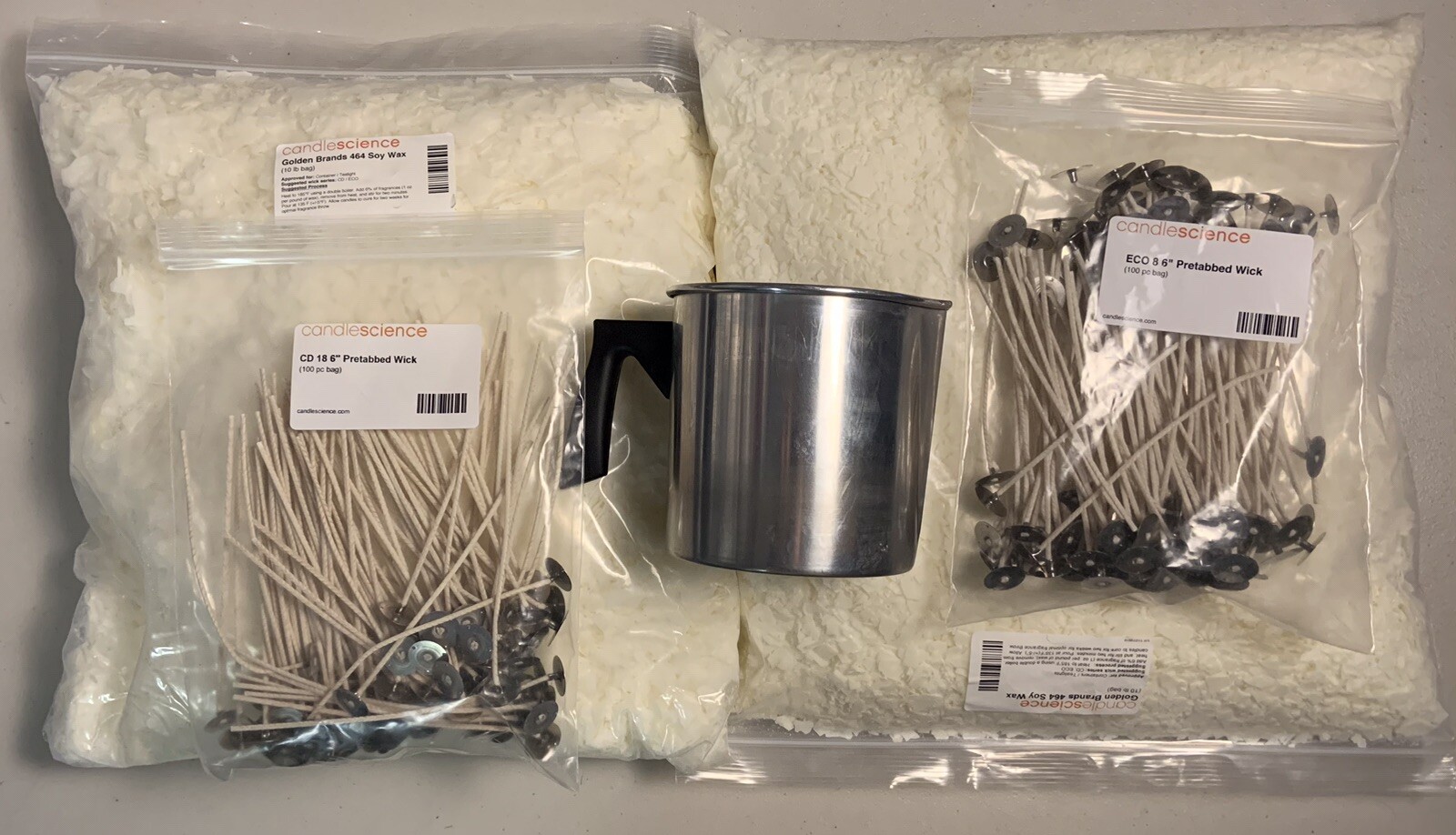 Pure Soy Wax 464 Candle Making Kit 210 Pound Bags 6” & 8” Wicks