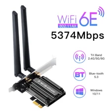 MT7922 WiFi 6E PCIe Card: 5400Mbps, Tri-Band 6/5/2.4GHz, BT5.3 (Desktop)