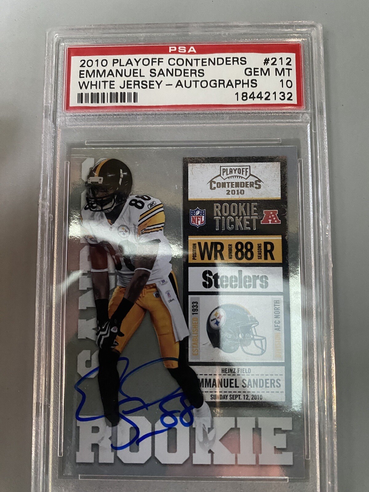 Emmanuel Sanders Playoff Contenders #212 White Jersey-Autograph