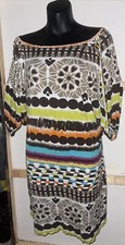 Anthropologie Uncle Frank Boho Brown Multicolor Print Off Shoulder Dress Sz M