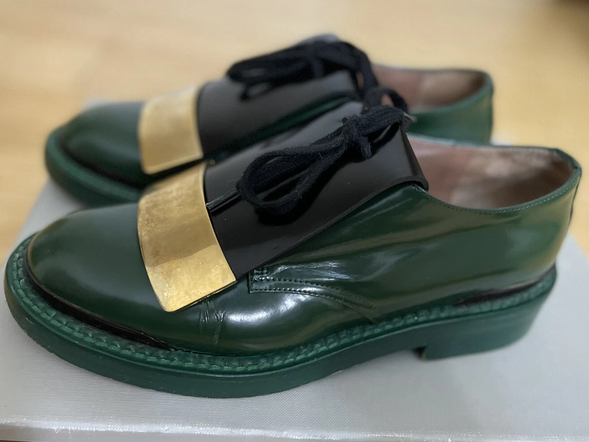 Marni leather Derby Shoes metal tongue pine/green size | eBay