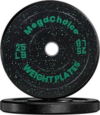 Gym Olympic Rubber Bumper Weight Plate Set 2" Pair Plates 15/25/35/45lbs