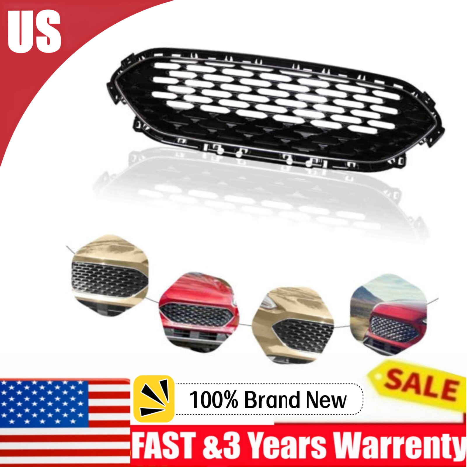 For 2020-2022 Ford Escape Front Upper Bumper Grille Chrome + Black LJ6Z-8200-DA