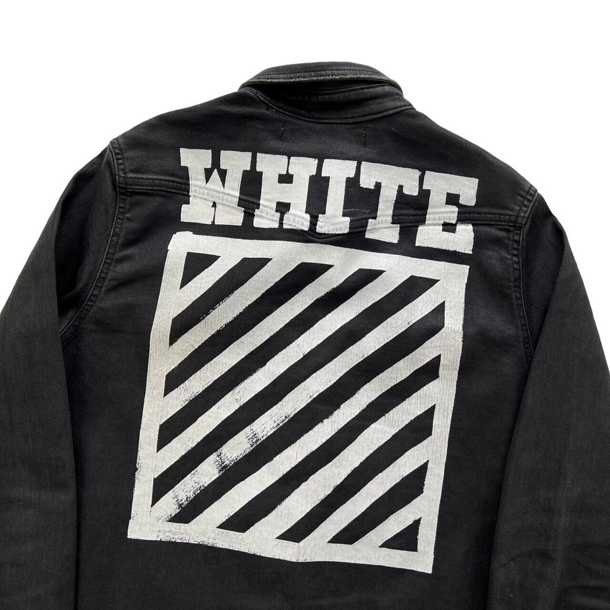 Off White Diagonal Waxed Black Denim Shirt eBay