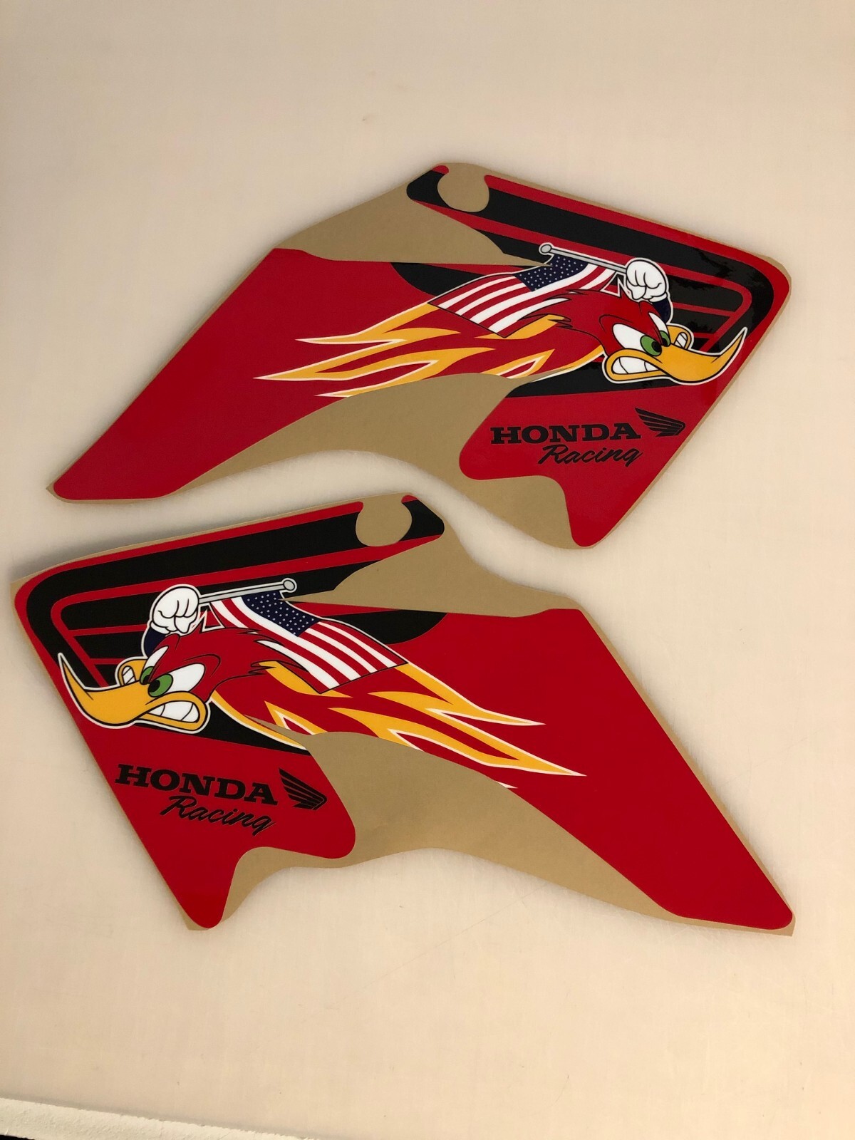 Honda CRF 50, 2004 American flag Radiator Shroud Decal set logos