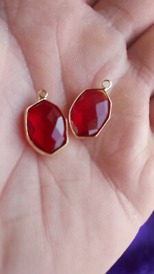 Strass Anhänger Achat rot rubinfarben Goldkonturen 2 cm Nr. 2701 2703