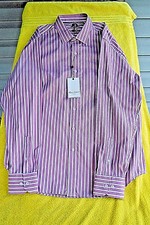 NEW MENS ROBERT GRAHAM DRESS SHIRT RED STRIPE "PUDDLE DOCK", SZ. LG. MSRP 198