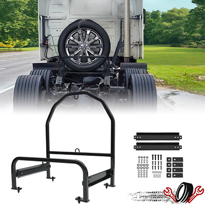Adjustable Semi Truck Spare Tire (or Tire and Rim) Carrier Rack for