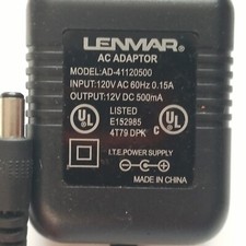 Lenmar AC Adapter model AD-41120500 Output 12VDC 500mA ITE Power Supply CHARGER