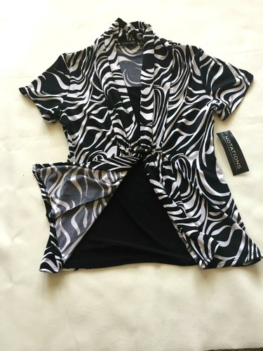 Notations Black/White Blouse, NWT, Front Lined, Zebra Print - Picture 2 of 7