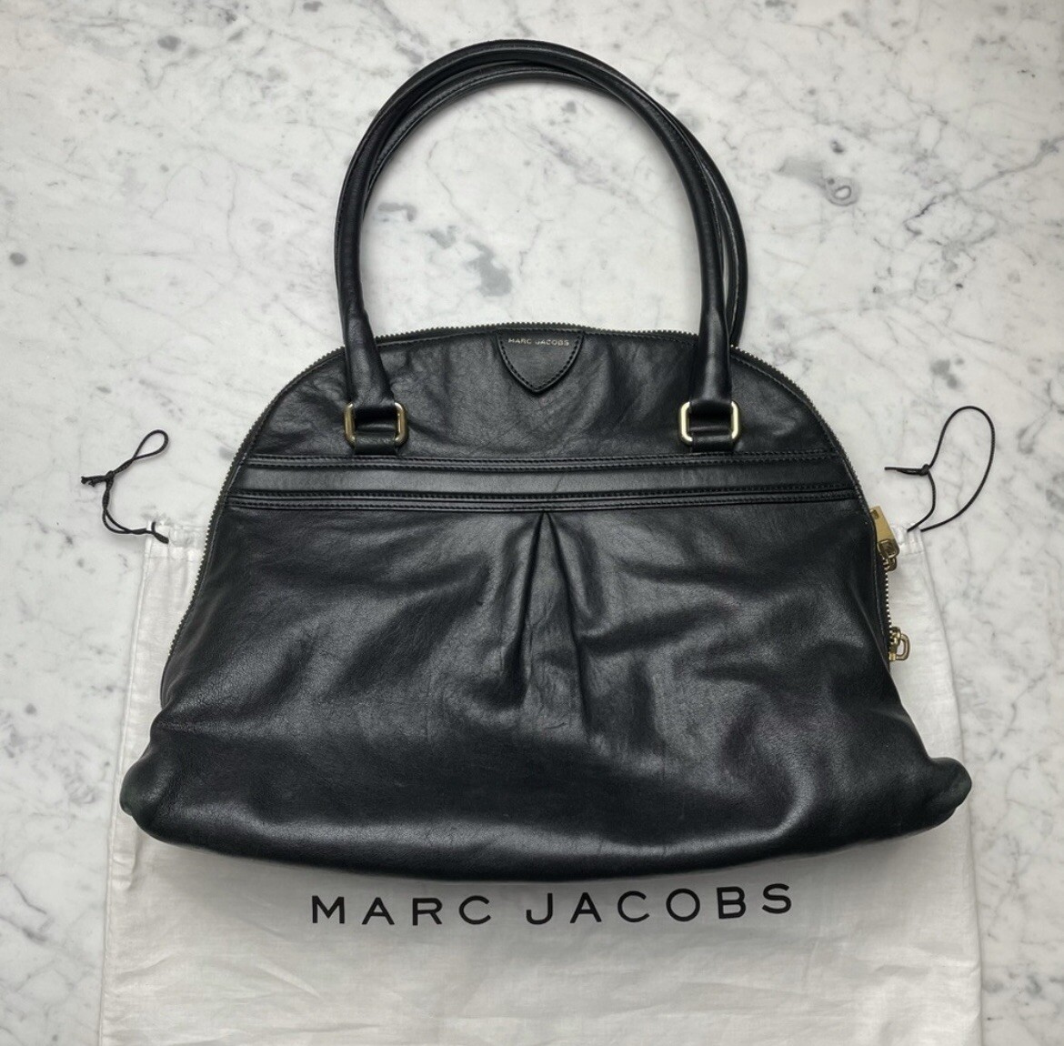 Marc Jacobs Black Leather Round Bowler Handbag