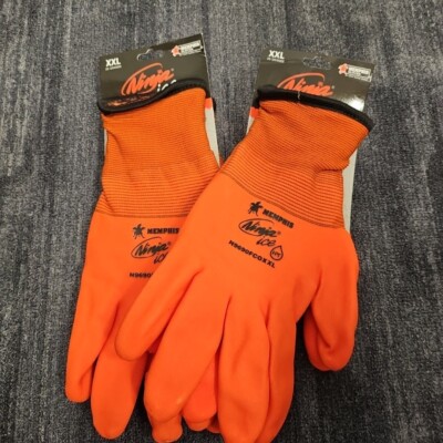 2 Pair Memphis MCR Ninja Ice Fully Coated Insulated Safety Gloves HPT XXL Orange