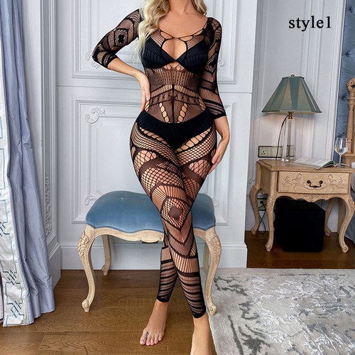 Sexy Lingerie Fishnet Body stockings Dress Underwear Babydoll Sleepwear Bodysuit - Picture 23 of 30