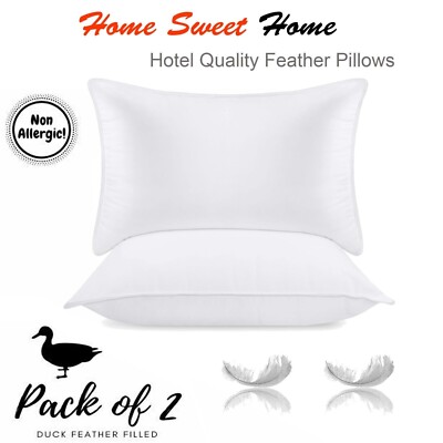 Premium Hotelqualität extra hüpfende Ente Feder und Daune zwei Kissen Packung Neu UK