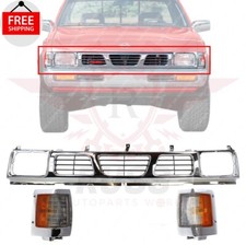New Front Chrome Grille Left Right Corner Lights Fits 1995-1997 Nissan Pickup New Front Chrome Grille Left Right Corner Lights Fits 1995-1997 Nissan Pickup