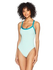 NWT Splendid Ribbed One-Piece Swimsuit SP11538 Women's Small S Aqua 102