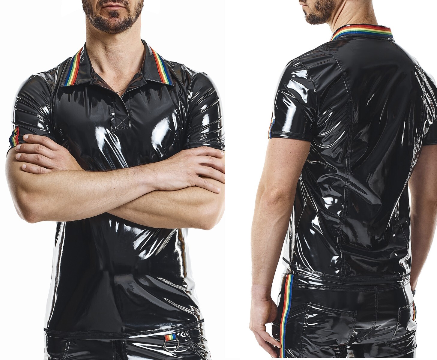 REGNES RFP POLOSHIRT SHIRT LACK wetlook clubwear glanz LGBTQ+