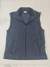 Columbia Fleece Mens Size Small Full Zip Navy Blue Outdoor Vest W Pockets Soft