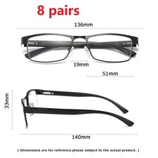 8PK Mens Business Reading Glasses Anti-Blue Ligh Spring Hinges Readers Eyeglass