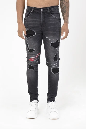 Mens Slim Fit Jeans Skinny Stretch Denim Trouser Distressed Ripped Pants UK Size