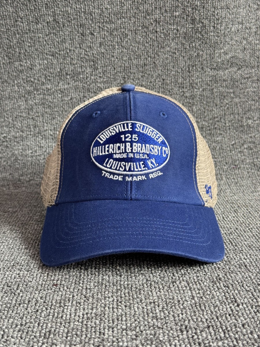 '47 Brand Louisville Slugger Trucker Snapback Hat Blue Tan Mesh Back Cap