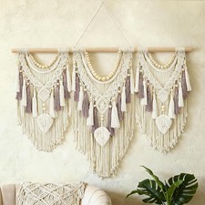 Large Macrame Wall Hanging, 43" Wx32 L Boho Wall Hangings for Living Room Bed...