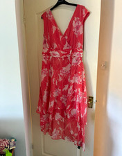 Roman Fit & Flare Pink Floral Wrap Midi Dress Size 14 Regular new with tags