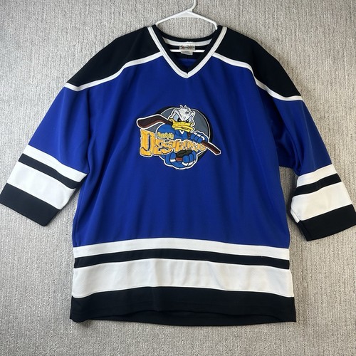 VTG Disney's Donalds Destroyers Donald Duck #34 Hockey Jersey Men's Size Large