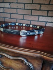 Vtg Tony Lama Leather Belt 76608 Size 42 Silver Buckle 1994 Tooled Western Rodeo