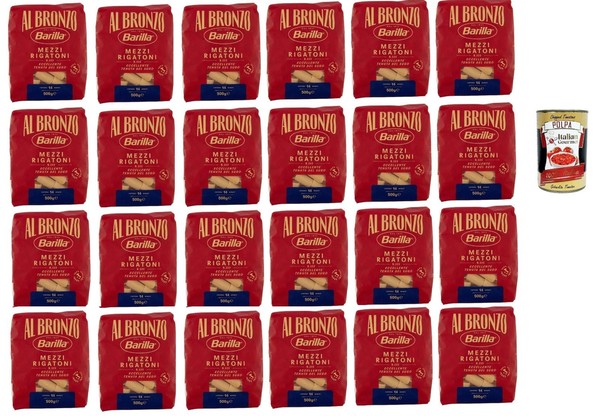 Barilla Al Bronzo Mezzi Rigatoni 24X500G Bronze Pasta Al Dente Vorrat +Polpa-image