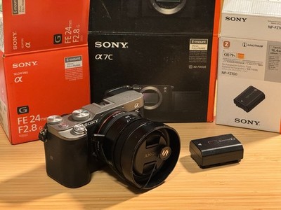 Sony α7C  A7C Full-Frame Mirrorless Camera Silver with Sony FE 24mm F2.8G lens
