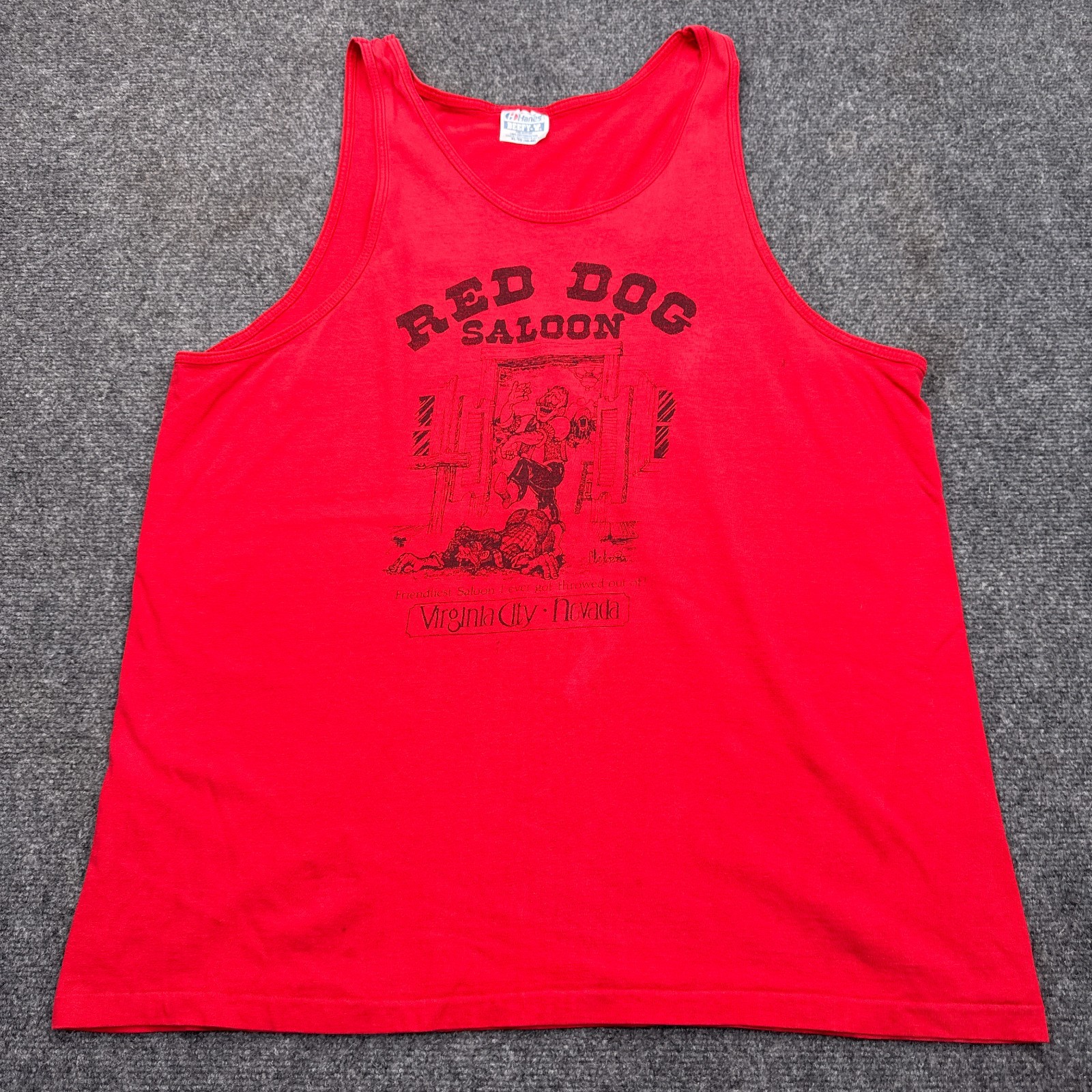 Vintage 90s Red Dog Saloon Beer Tank Top T Shirt Mens Size XL Red