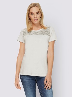Shirt Weiß 34 linea Tesini Damen Spitze ecru 4.6996