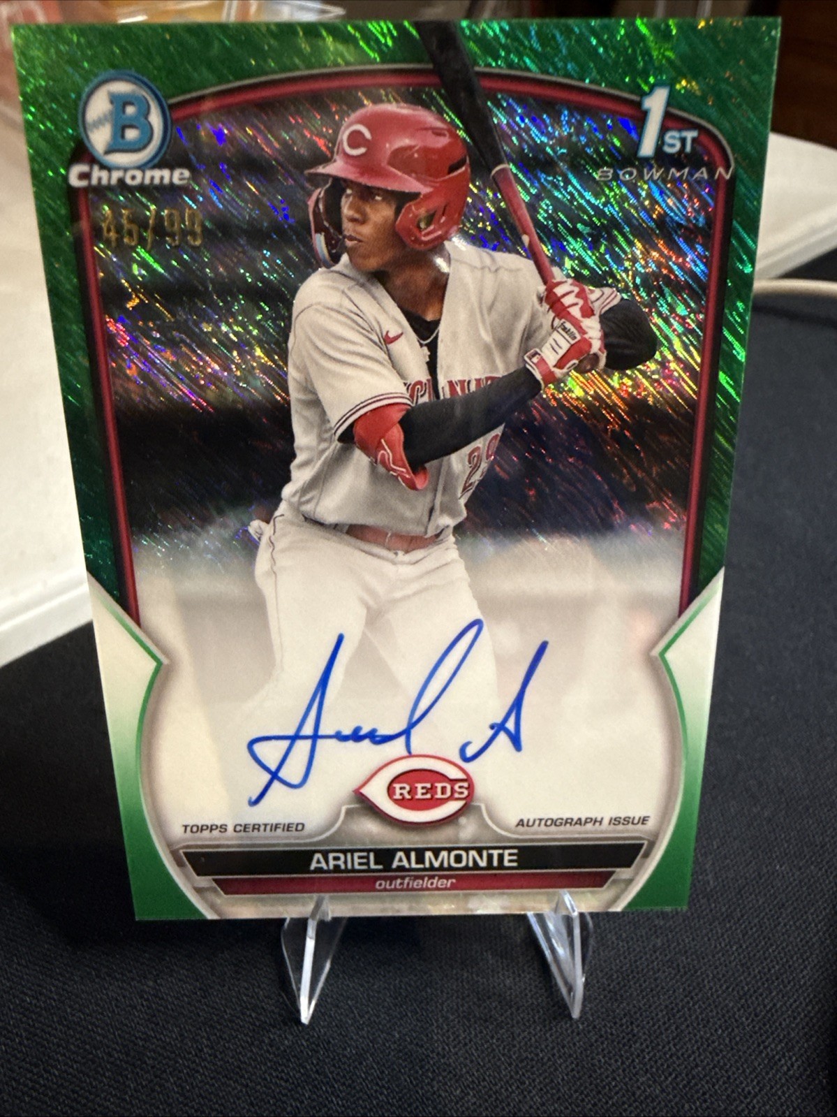 2023 Bowman Chrome Autograph Ariel Almonte CPA-AA 45/99 Green Refractor