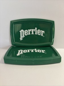Set Of 6 Perrier Plastic Restaurant Tip Check Trays Plates