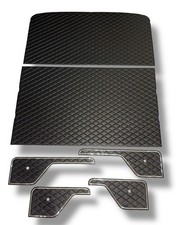 73-79 Ford Truck Crew Cab Headliner Door Panel Inserts Blk Diamond Blue Stitch