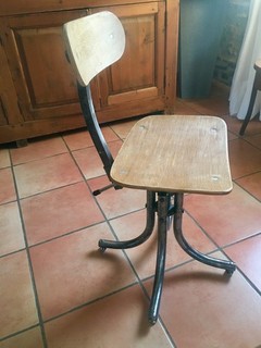 Ancienne Chaise d'Atelier Bureau Industrielle " Bienaise " Réglable