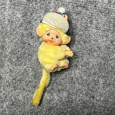 Nos Vintage Monchichi Hugger Monkey Troll Yellow Boy Toy Clip On Mini Grabber