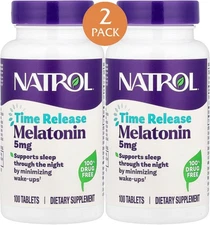 2PK Natrol Time-Release Melatonin 5 mg for Restful Sleep - 100 Tablets EXP:05/28