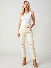 We The Free Curvy Women  s Cream High Rise Jeans Distressed Size 29