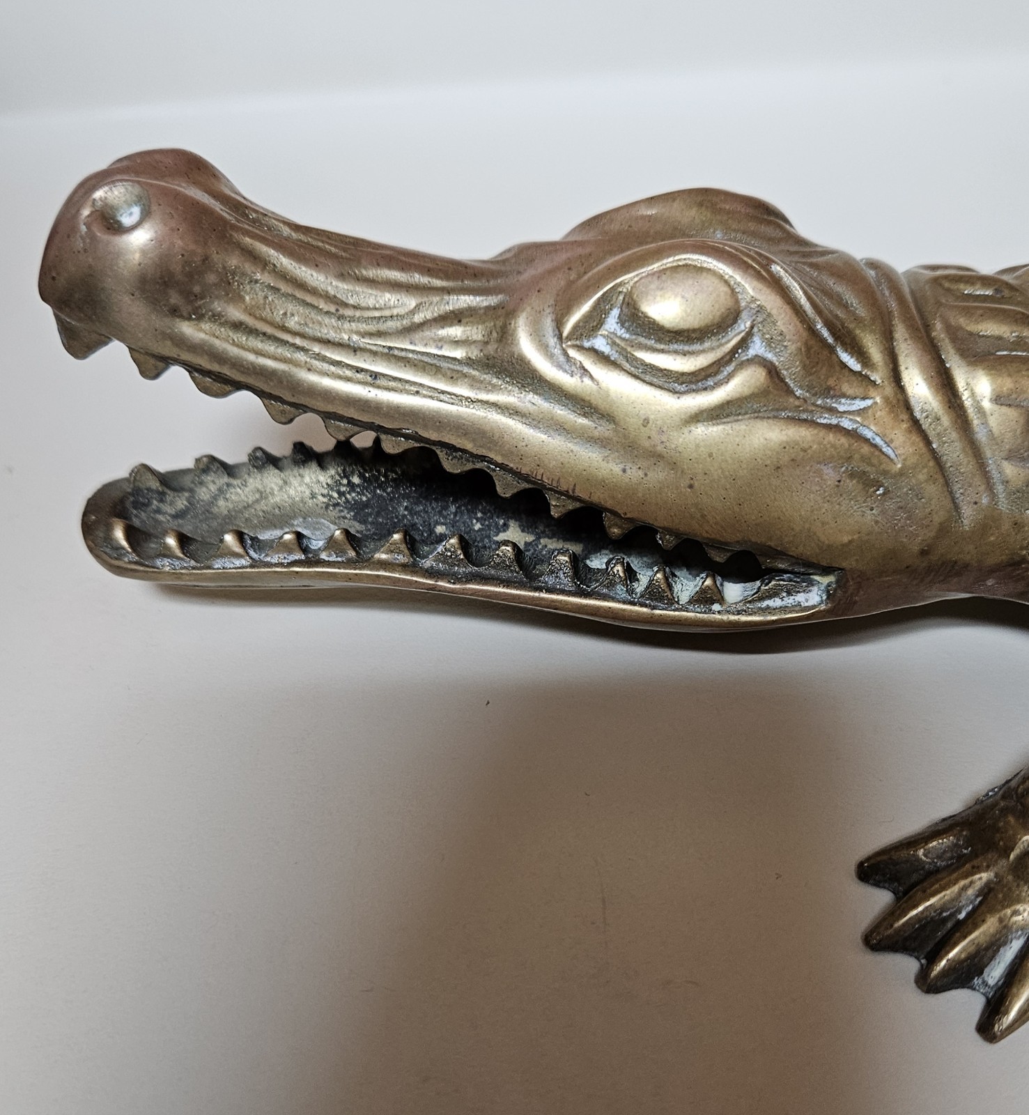 Vtg Solid Brass Alligator Crocodile Sculpture Figurine Mid Century Modern RARE