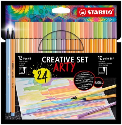 Fineliner + Premium Fibre-Tip Pen - STABILO point 88 + Pen 68 - ARTY - Pack of 2
