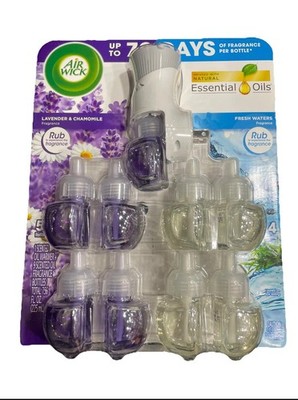 Air Wick Lavender Chamomile Fresh Waters, Warmer + 9 Scented Oil Refills