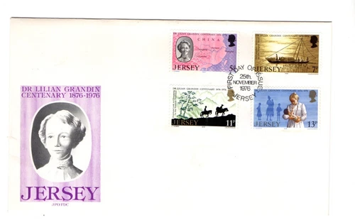 1976 JERSEY - DR LILIAN GRANDIN CENTENARY FDC FROM COLLECTION K22